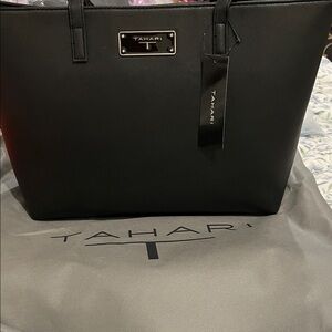 Tahari | Elegant Black Tote Bag & Dust Bag | NWT